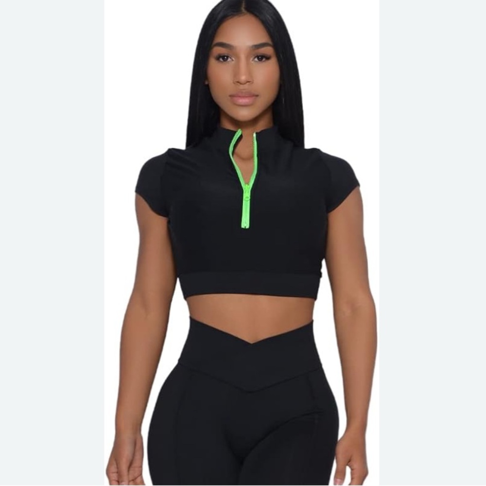 Bombshell sportswear neon zip up top